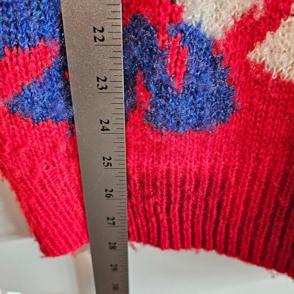 Western Connection Vintage Sweater Womens Medium Red Floral 80s Retro Glam Rock - Picture 7 of 8